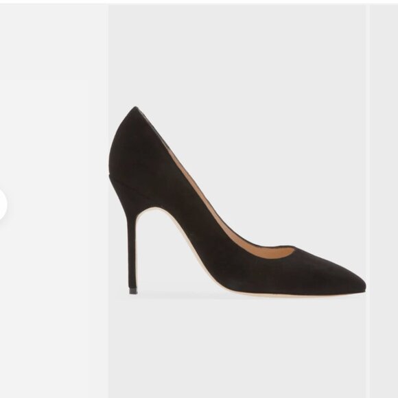 Manolo Blahnik BB Classic Black Velvet Pointed Toe Pump Shoes Size / 38 US - Picture 2 of 10